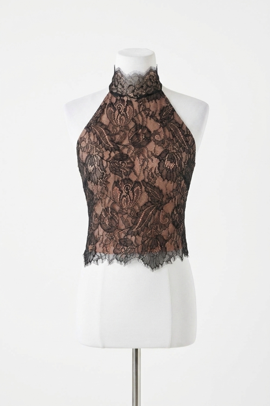 NEW RETROFETE cyrene lace blouse in black